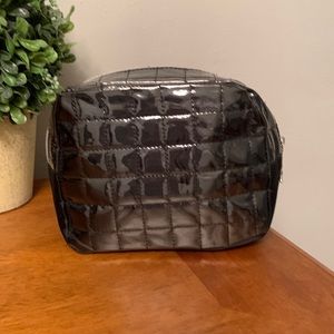 Like New Lancôme Black Quilted Cosmetic Bag with Eiffel Tower Zipper Pull